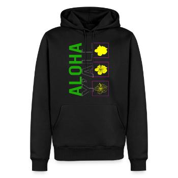 Chemise de plage, Aloha Y' All Floral Tee, Amoureux de la plage - Sweat à capuche Premium bio Homme - noir - Devant - Nico (187cm)