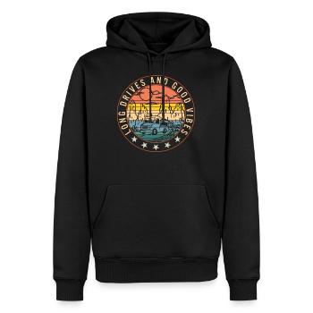 Chemise Long Drives Good Vibes, Plage Vintage - Sweat à capuche Premium bio Homme - noir - Devant - Nico (187cm)