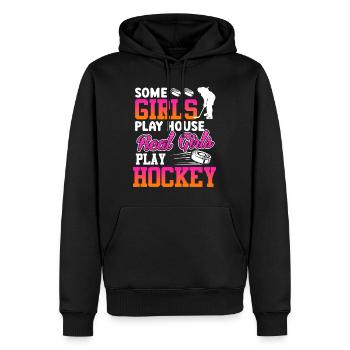 Real Girls Play Hockey Spielerin - Männer Premium Bio Hoodie - Schwarz - Vorne - Nico (187cm)