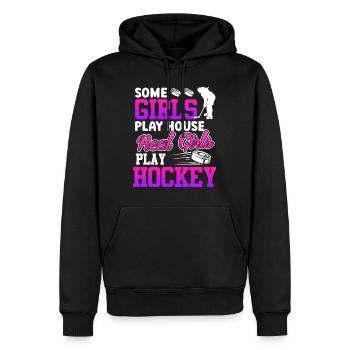 Real Girls Play Hockey Spielerin - Männer Premium Bio Hoodie - Schwarz - Vorne - Nico (187cm)