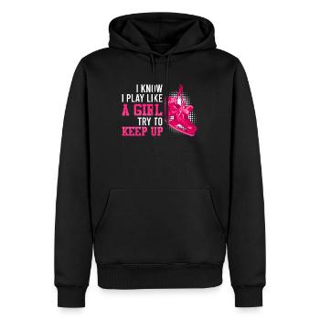Eishockey Girl Try to keep up Hockey Damen - Männer Premium Bio Hoodie - Schwarz - Vorne - Nico (187cm)