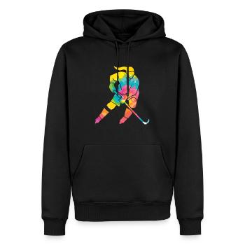 Eishockeyspielerin Damen Eishockey - Männer Premium Bio Hoodie - Schwarz - Vorne - Nico (187cm)