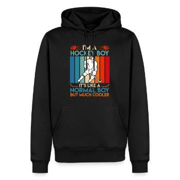 I'm a Hockey Boy Hockeyspieler - Männer Premium Bio Hoodie - Schwarz - Vorne - Nico (187cm)