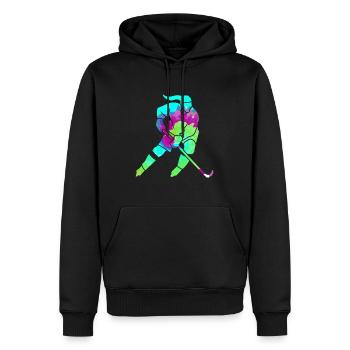 Eishockeyspielerin Damen Eishockey - Männer Premium Bio Hoodie - Schwarz - Vorne - Nico (187cm)