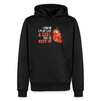 Eishockey Girl Try to keep up Hockey Damen - Männer Premium Bio Hoodie - Schwarz - Vorne - Nico (187cm)
