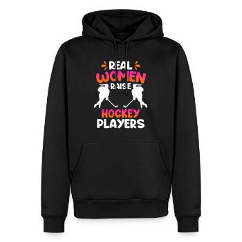 De vraies femmes éduquent les joueuses de hockey - Sweat à capuche Premium bio Homme - noir - Devant - Nico (187cm)