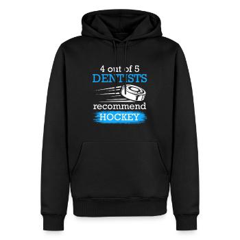 4 von 5 Zahnärzten empfehlen Hockey - Männer Premium Bio Hoodie - Schwarz - Vorne - Nico (187cm)