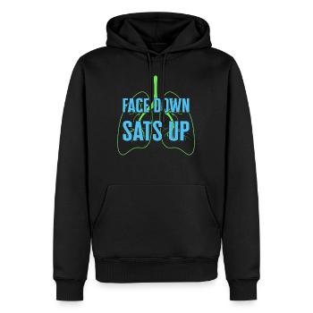 Chemise d’infirmière, Face vers le bas Sats Up Lungs Tee, Santé - Sweat à capuche Premium bio Homme - noir - Devant - Nico (187cm)