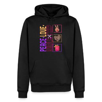Peace Love Girls Trip Shirt, Correspondance de vacances - Sweat à capuche Premium bio Homme - noir - Devant - Nico (187cm)