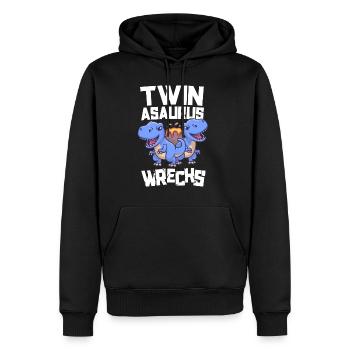 Twinasaurus Wracks Passende Dinosaurier Twin Boys - Männer Premium Bio Hoodie - Schwarz - Vorne - Nico (187cm)