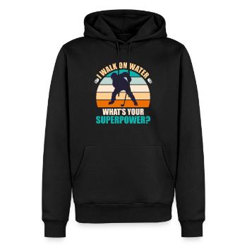 I laufe auf Wasser was ist deine Superpower? - Männer Premium Bio Hoodie - Schwarz - Vorne - Nico (187cm)