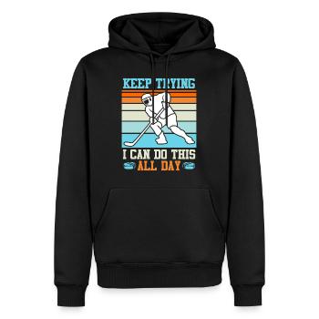 Keep trying I can do all this Eishockey - Männer Premium Bio Hoodie - Schwarz - Vorne - Nico (187cm)
