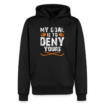 My Goal is to deny yours Eishockey Torwart - Männer Premium Bio Hoodie - Schwarz - Vorne - Nico (187cm)