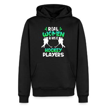 De vraies femmes éduquent les joueuses de hockey - Sweat à capuche Premium bio Homme - noir - Devant - Nico (187cm)