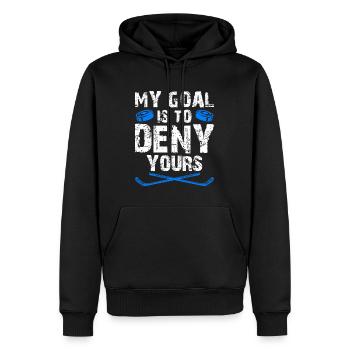 My Goal is to deny yours Eishockey Torwart - Männer Premium Bio Hoodie - Schwarz - Vorne - Nico (187cm)