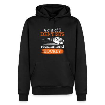 4 von 5 Zahnärzten empfehlen Hockey - Männer Premium Bio Hoodie - Schwarz - Vorne - Nico (187cm)