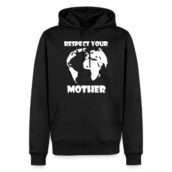 Respektiere deine Mutter Natur | Klimawandel - Männer Premium Bio Hoodie - Schwarz - Vorne - Nico (187cm)