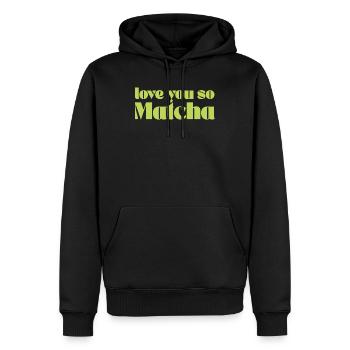 Vintage Love You So Matcha Geschenk für Barista Green - Männer Premium Bio Hoodie - Schwarz - Vorne - Nico (187cm)