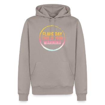 Flare Day Shirt, This is Your Warning Complex - Men’s Premium Organic Hoodie - taupe - Front - Nico (187cm)