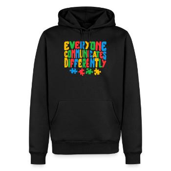 Tout le monde communique différemment Chemise, puzzle - Sweat à capuche Premium bio Homme - noir - Devant - Nico (187cm)
