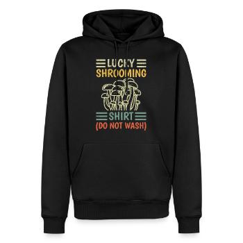 Chemise chanceuse ne lave pas les champignons cueillette de champignons - Sweat à capuche Premium bio Homme - noir - Devant - Nico (187cm)