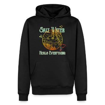 Strandliebhaber-Shirt, Salzwasser heilt alles - Männer Premium Bio Hoodie - Schwarz - Vorne - Nico (187cm)