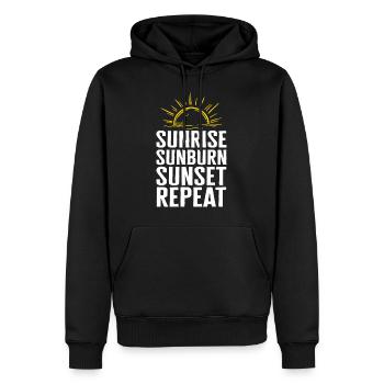 Sonnenaufgang Sonnenbrand Sonnenuntergang Repeat Shirt, Summer Beach - Männer Premium Bio Hoodie - Schwarz - Vorne - Nico (187cm)