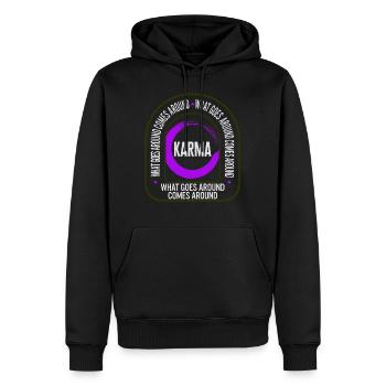 Karma Shirt, ce qui vient autour fait le tour du tee, - Sweat à capuche Premium bio Homme - noir - Devant - Nico (187cm)