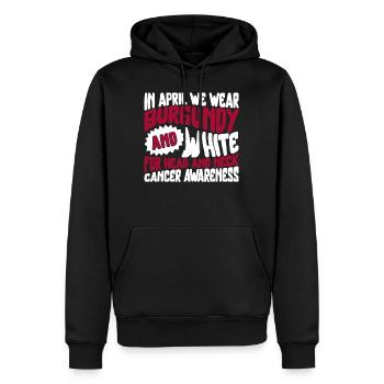 Chemise cancer de la tête et du cou, en avril nous portons - Sweat à capuche Premium bio Homme - noir - Devant - Nico (187cm)