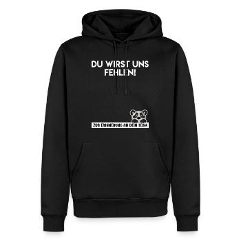 Du wirst uns fehlen letzter Arbeitstag Jobwechsel - Männer Premium Bio Hoodie - Schwarz - Vorne - Nico (187cm)