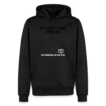 Du wirst uns fehlen letzter Arbeitstag Jobwechsel - Männer Premium Bio Hoodie - Schwarz - Vorne - Nico (187cm)