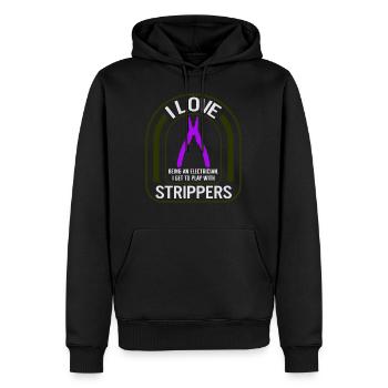 Elektriker-Shirt, ich liebe Abisolierzangen Draht - Männer Premium Bio Hoodie - Schwarz - Vorne - Nico (187cm)