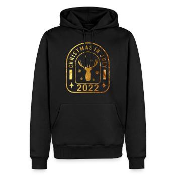 Chemise de Noël en juillet 2022, Merry Reindeer Snow - Sweat à capuche Premium bio Homme - noir - Devant - Nico (187cm)