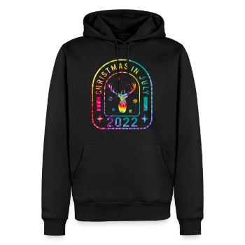 Chemise de Noël en juillet 2022, Merry Reindeer Snow - Sweat à capuche Premium bio Homme - noir - Devant - Nico (187cm)