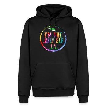 Weihnachten im Juli-Shirt, ich bin der niedliche Juli-Elf - Männer Premium Bio Hoodie - Schwarz - Vorne - Nico (187cm)