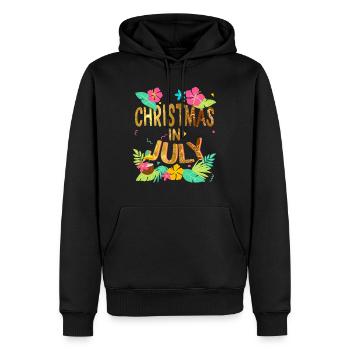 Noël en juillet Noël Hawaii Hawaiian Flower - Sweat à capuche Premium bio Homme - noir - Devant - Nico (187cm)