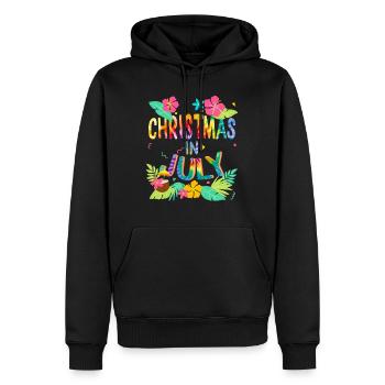 Noël en juillet Noël Hawaii Hawaiian Flower - Sweat à capuche Premium bio Homme - noir - Devant - Nico (187cm)