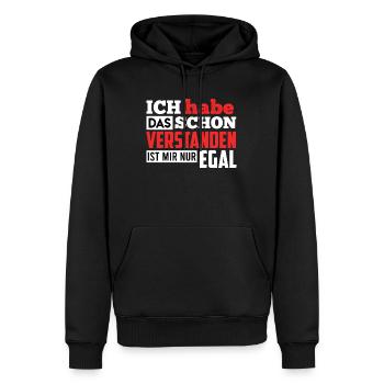 Ich habe das schon verstanden ist mir nur egal - Männer Premium Bio Hoodie - Schwarz - Vorne - Nico (187cm)