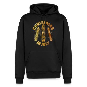 Christmas In July Surf Boards Surfing Waves Beach - Men’s Premium Organic Hoodie - black - Front - Nico (187cm)