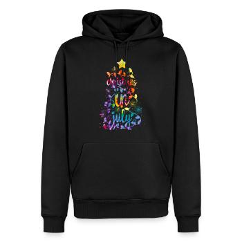 Christmas In July Colorful Xmas Tree Lights - Men’s Premium Organic Hoodie - black - Front - Nico (187cm)