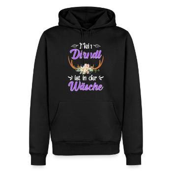 Mein Dirndl ist in der Wäsche Bayern Trachten - Männer Premium Bio Hoodie - Schwarz - Vorne - Nico (187cm)