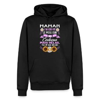 Maman Jai Essaye Le Meilleur Des Cadeaux Mais - Men’s Premium Organic Hoodie - black - Front - Nico (187cm)
