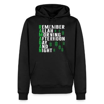 Ramadan-Hemd, muslimisches Tag-Nacht-Beten-Geschenk-T-Stück, - Männer Premium Bio Hoodie - Schwarz - Vorne - Nico (187cm)