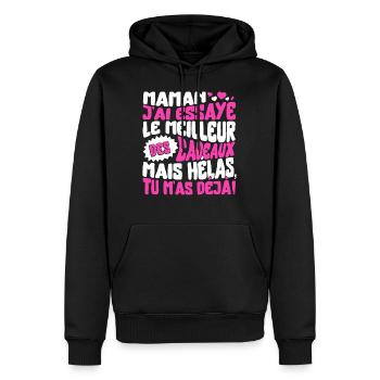 Maman Jai Essaye Le Meilleur Des Cadeaux Mais - Men’s Premium Organic Hoodie - black - Front - Nico (187cm)