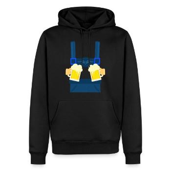 Fake Hosenträger Lederhosen Bayern Bier Trachten - Männer Premium Bio Hoodie - Schwarz - Vorne - Nico (187cm)