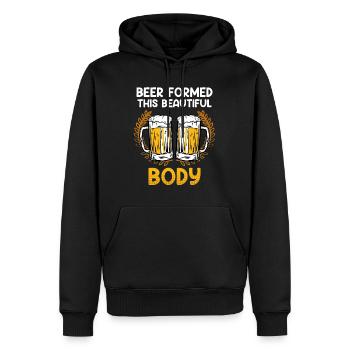 Bier formte diesen schönen Körper Bayern Herren - Männer Premium Bio Hoodie - Schwarz - Vorne - Nico (187cm)