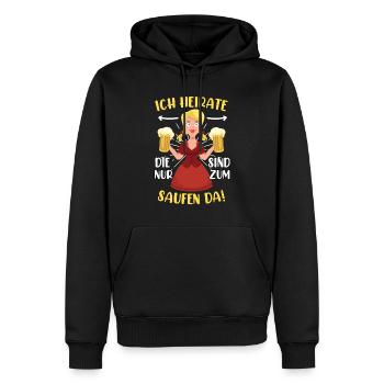 Ich heirate die anderen sind nur zum saufen hier - Männer Premium Bio Hoodie - Schwarz - Vorne - Nico (187cm)