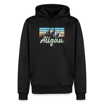 Allgäu - Männer Premium Bio Hoodie - Schwarz - Vorne - Nico (187cm)