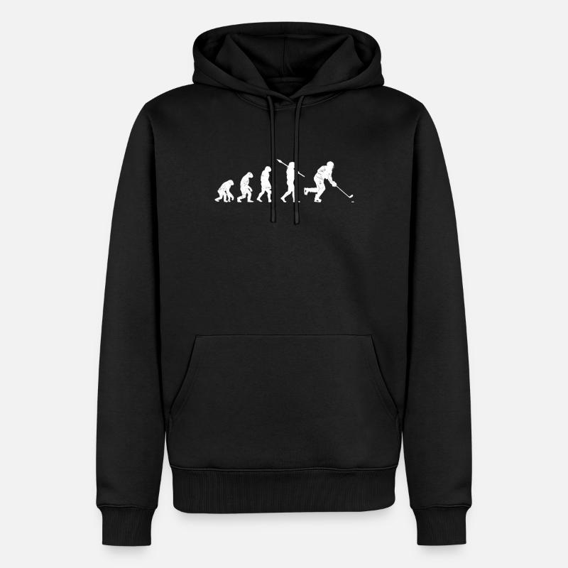 Eishockey Spieler Evolution - Männer Premium Bio Hoodie - Schwarz