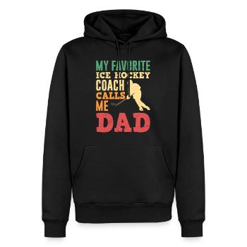 Entraîneur de hockey sur glace Hockey Papa - Sweat à capuche Premium bio Homme - noir - Devant - Nico (187cm)
